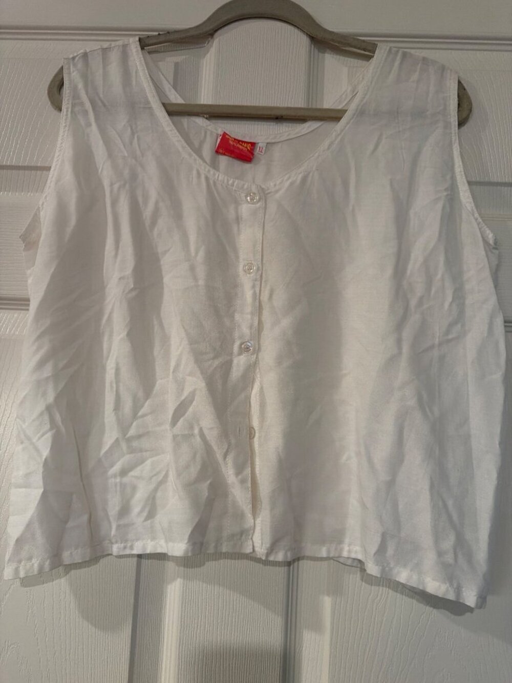 Maui Toms Womens White Sleeveless Button-Front Rayon Blouse XL